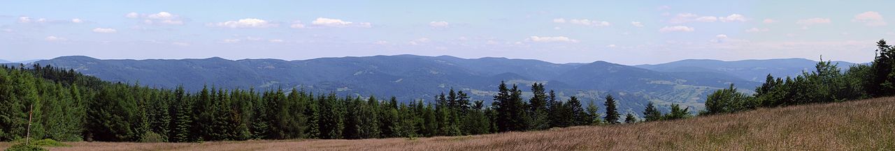 Fragment Pasma Jaworzyny Panorama z polany Kramarka na szczycie Niemcowej ;; fot. Jerzy Opioła, licencja: [CC BY-SA 4.0] https://pl.wikipedia.org/ (https://creativecommons.org/licenses/by-sa/4.0/) 