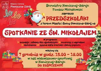 PRZEDSZKOLAKI - spotkanie ze Św. Mikołajem 07.12.2025 r. w godz. 15:00 - 18:00