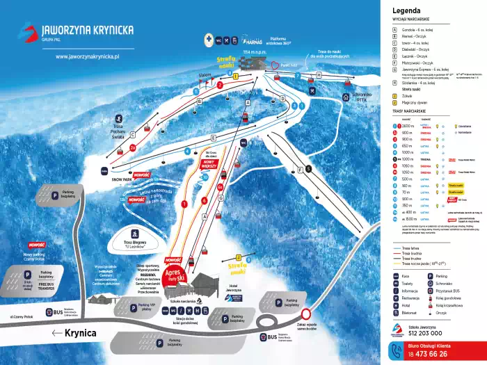 Mapa tras narciarskich Krynica Zdrój Jaworzyna Krynicka Ośrodek narciarski fot.  https://jaworzynakrynicka.pl/