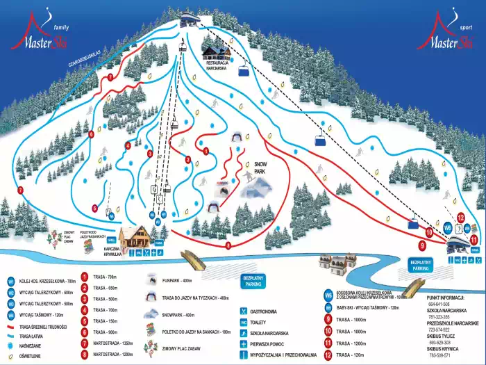 Mapa tras narciarskich Master-Ski Tylicz Ośrodek narciarski fot. https://master-ski.pl/