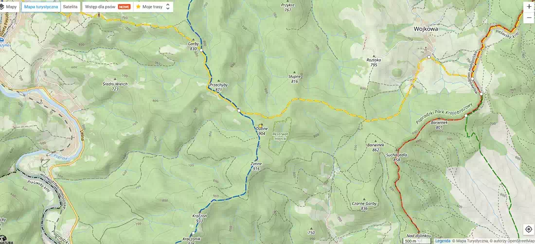 Dubne ( 904 m n.p.m.) C autorzy OpenStreetMap CC BY-SA