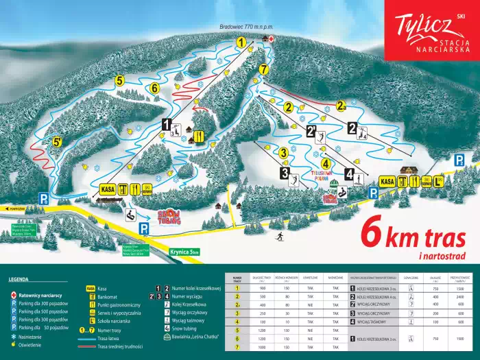 Mapa tras narciarskich Tylicz Ski Ośrodek narciarski fot.  https://tylicz.ski/